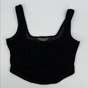 Primark Black Corset Style Velvet Crop Top Milkmaid Medieval Faire